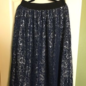 Elegant LulaRoe Lucy Skirt Blue/Silver
