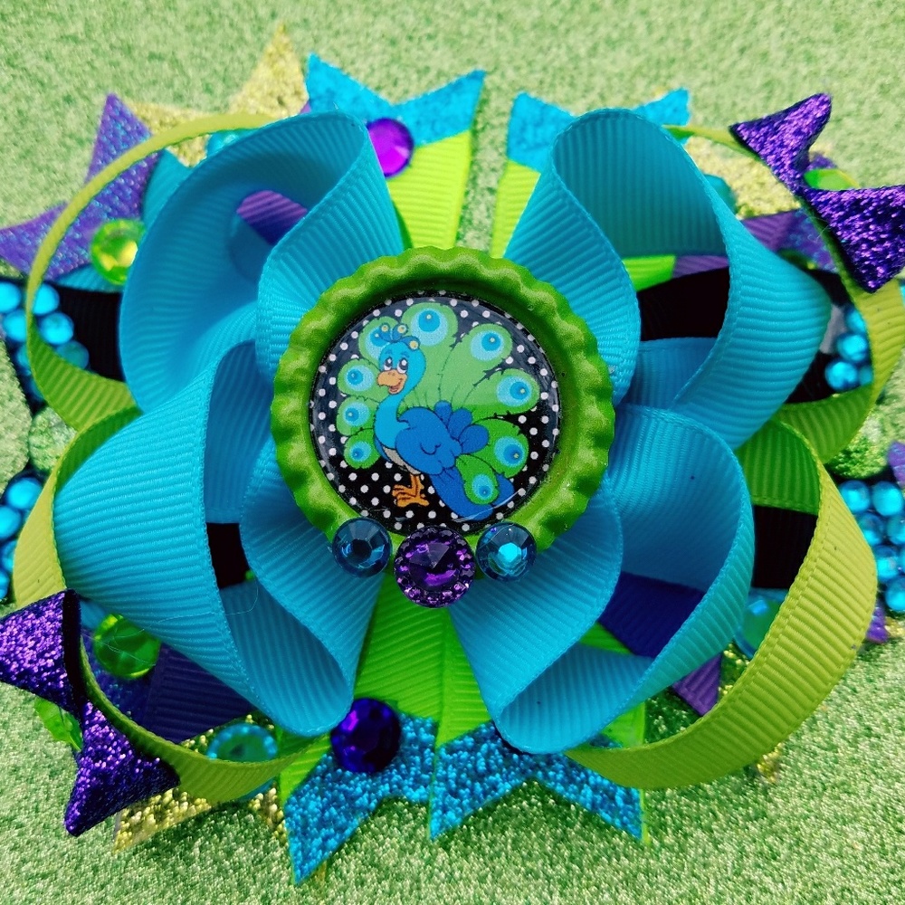 Peacock Spike Tail OTT Hair Bow