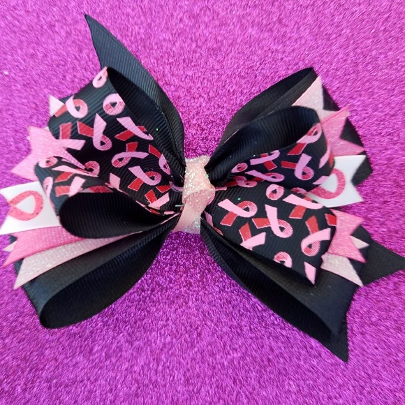 Pink Ribbon Breast Cancer Awareness Bow - Picture 1 of 3