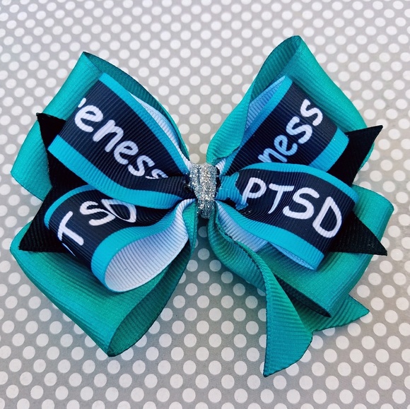 PTSD Awareness Ribbon Hair Bow - Picture 1 of 2