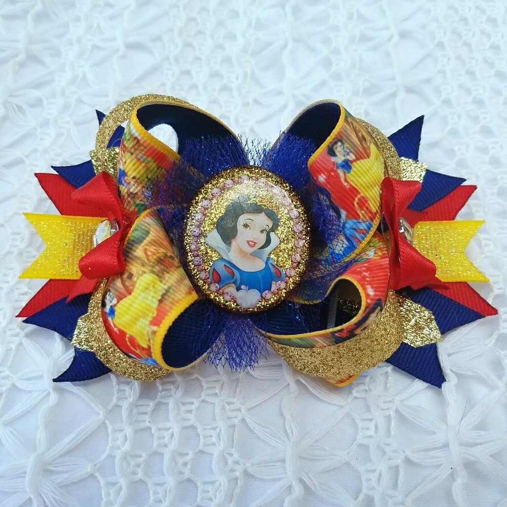 Snow White Spike Tail OTT Hair Bow Handmade