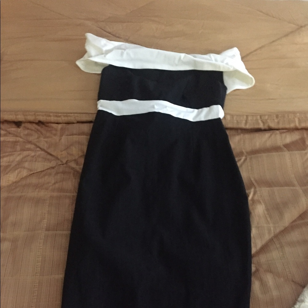 Black white fitted dress