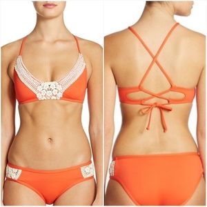 Lucky Brand Orange Bikini w/ Crocheted Details