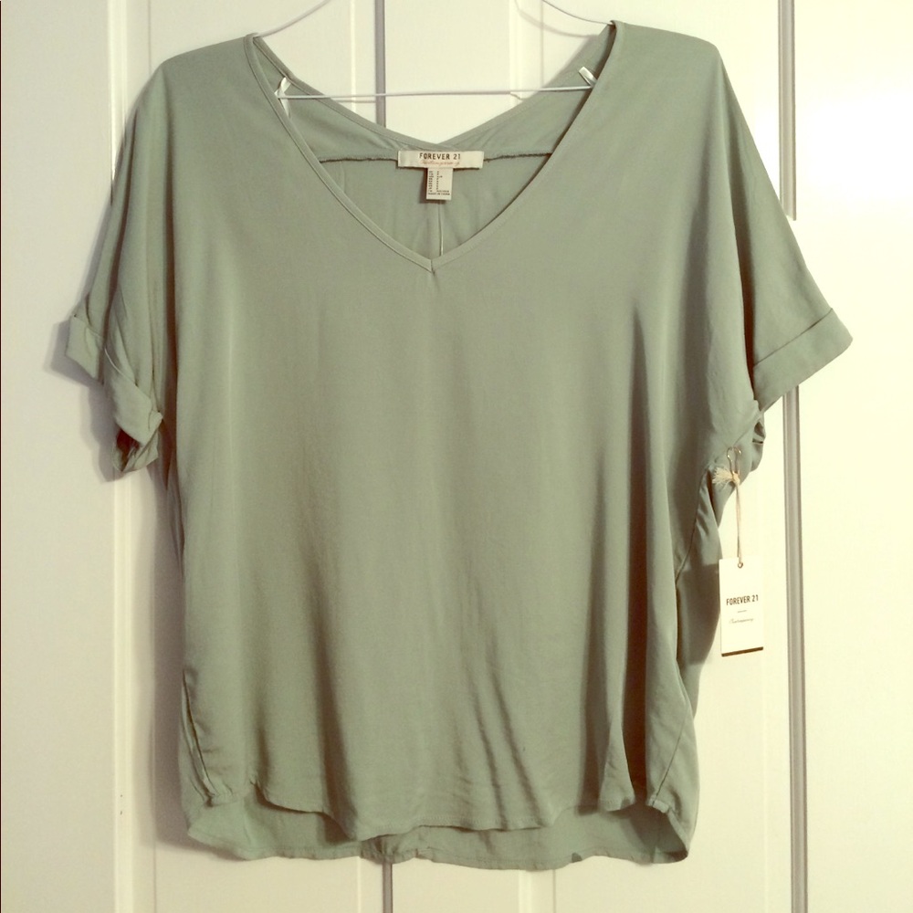 Sage Forever 21 woven top / short sleeve shirt