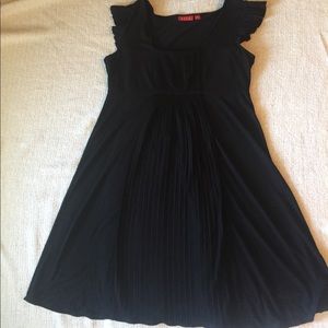 Black Elle Pleated Ruffle Dress