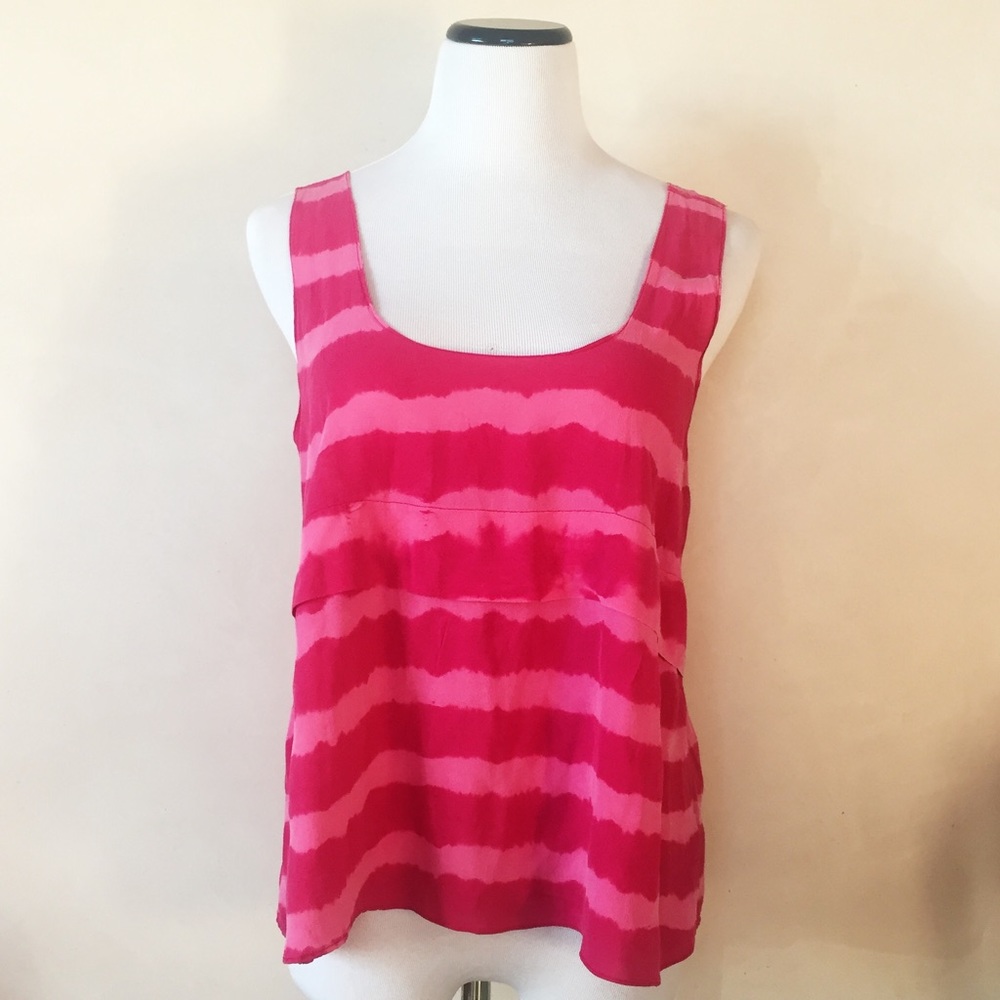 Patterson J Kincaid Silk Tank Top tie-dye hot pink