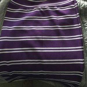 Purple and white striped LulaRoe Cassie