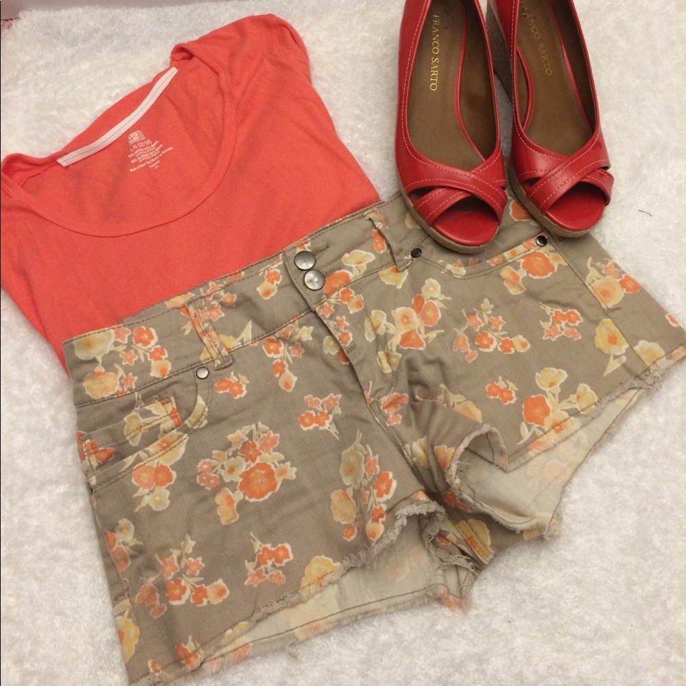 Floral jean shorts
