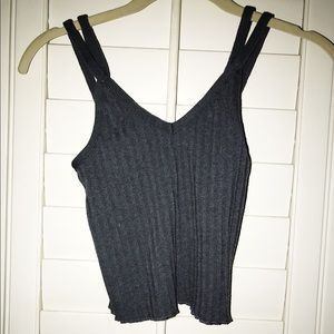 Double Strapped Grey Crop Top