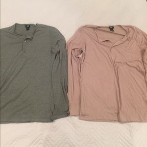 H&M Two Long-Sleeve Henley Tees