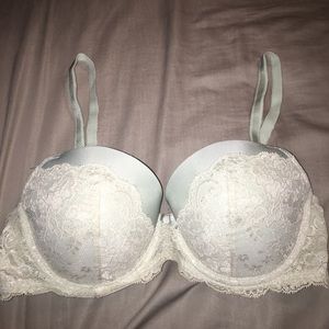 Victoria Secret Blue with white lace push up bra