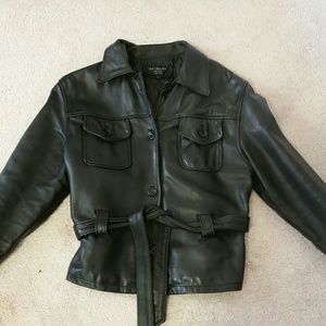 Women's Black Leather Coat- Winter Coat