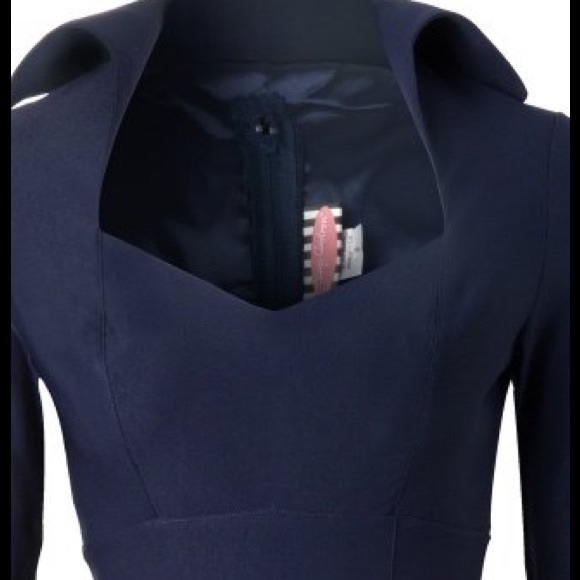 Pinup Couture Lorelei Wiggle Dress Navy Blue - Picture 4 of 8