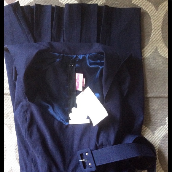 Pinup Couture Lorelei Wiggle Dress Navy Blue - Picture 5 of 8