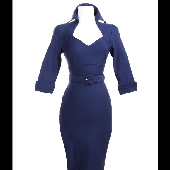 Pinup Couture Dresses & Skirts - Pinup Couture Lorelei Wiggle Dress Navy Blue