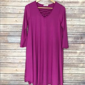 Deep fushia criss cross dress
