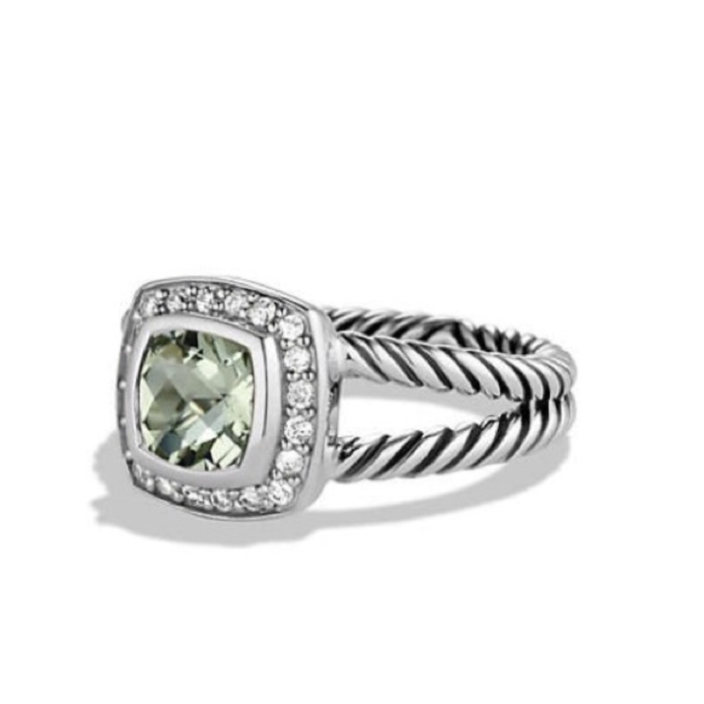 Petite Albion Ring with Prasiolite and Diamonds