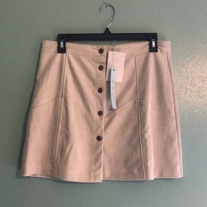 NWT Ivory White Suede Button-Down Skirt