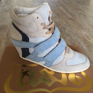 ASH Bea Suede Lace-Up Wedge Sneakers