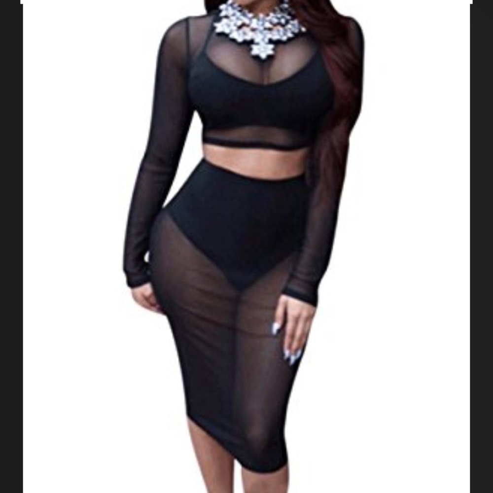 Kylie Jenner Nude Sheer Skirt