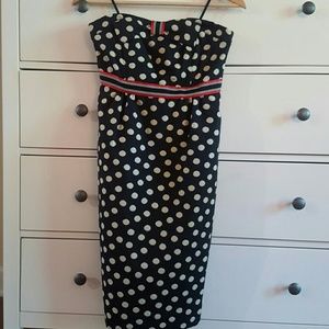 Anthropologie Strapless Polka Dot Dress