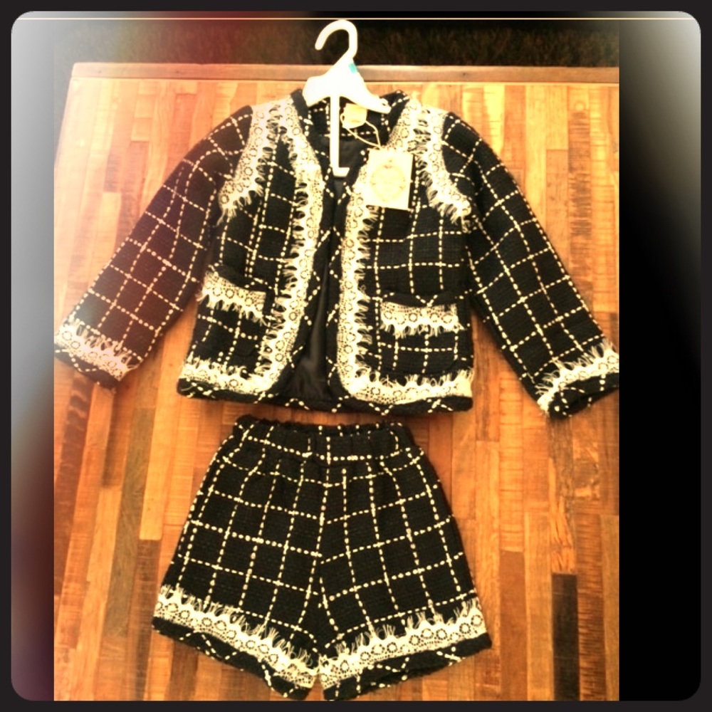 Mia Belle Baby Couture Tweed Jckt Set kids size 5