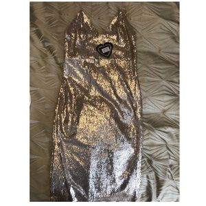 Gold sequence midi dress