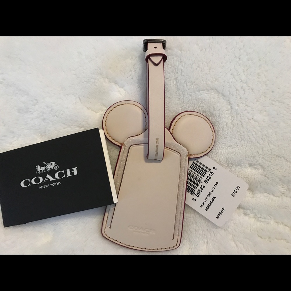 Coach x Disney Mickey Ear leather luggage tag