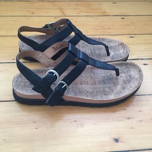 Born Reta Black and Cork Sandals