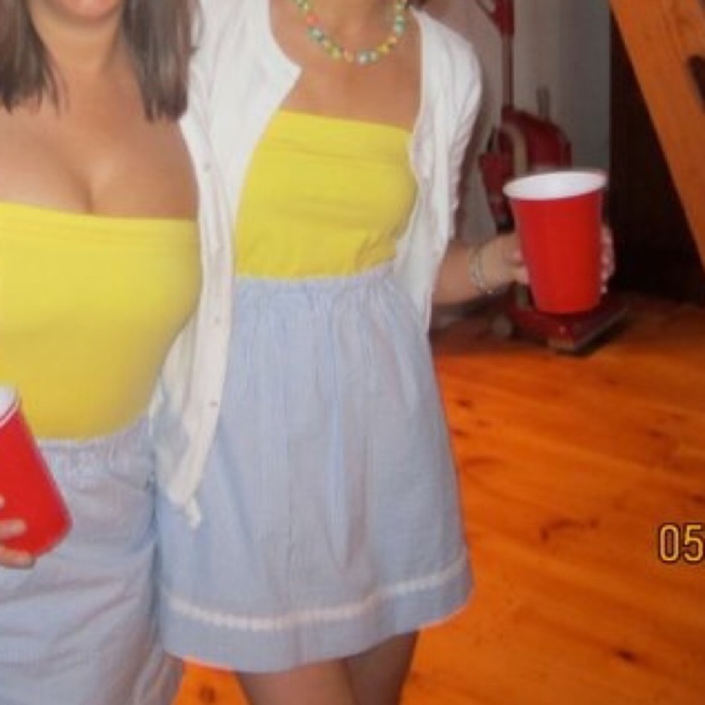 Lilly Pulitzer Yellow & Blue Seersucker Dress XS 0