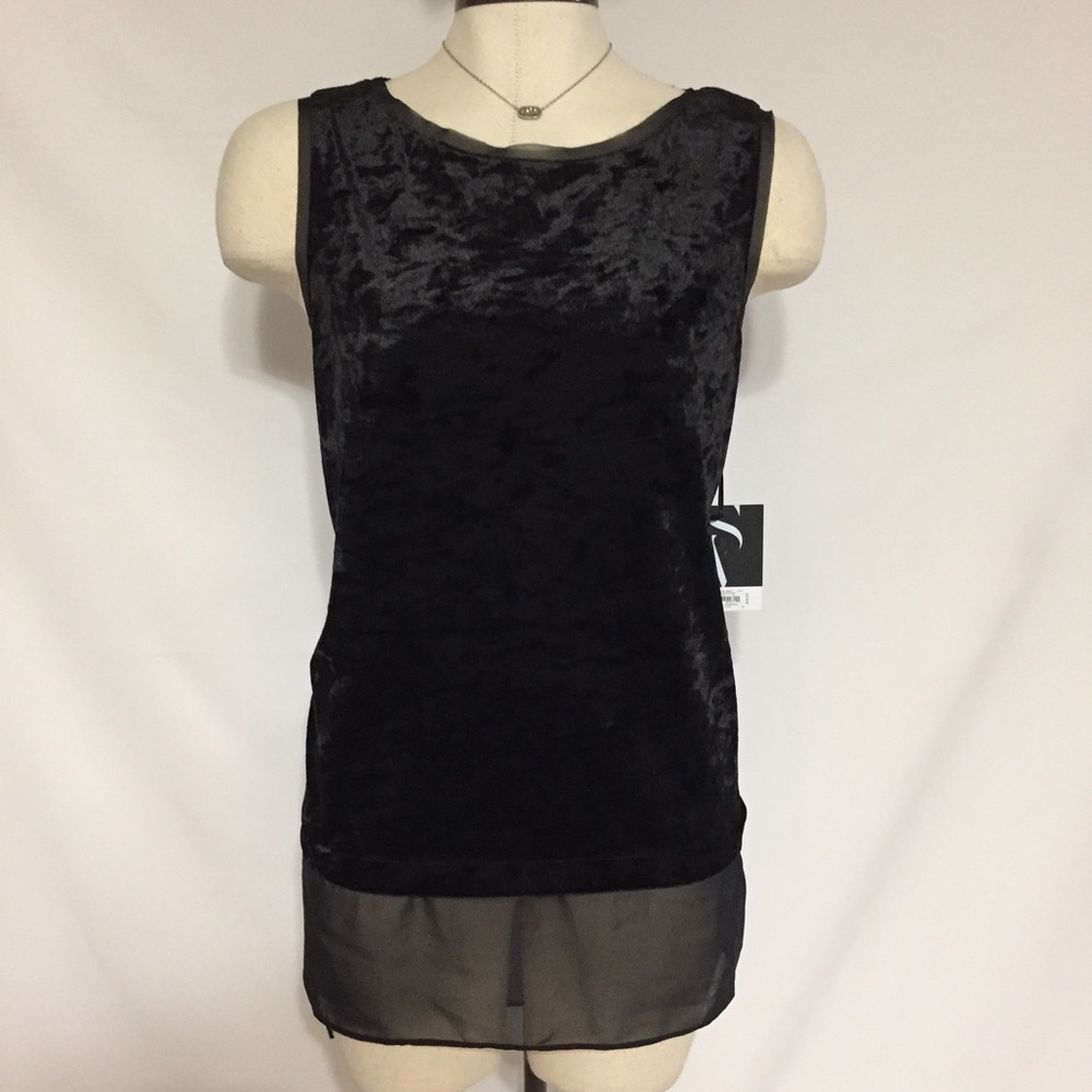 Simply Vera Wang black Velour Sheer Blouse 👚 Med