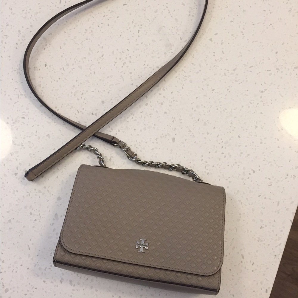 Authentic Tory Burch french grey cross body