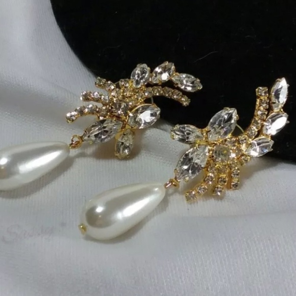 Mariell Bridal Pearl & 14K Gold-Plated CZ Earrings