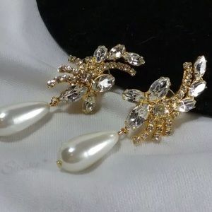 Mariell Bridal Pearl & 14K Gold-Plated CZ Earrings