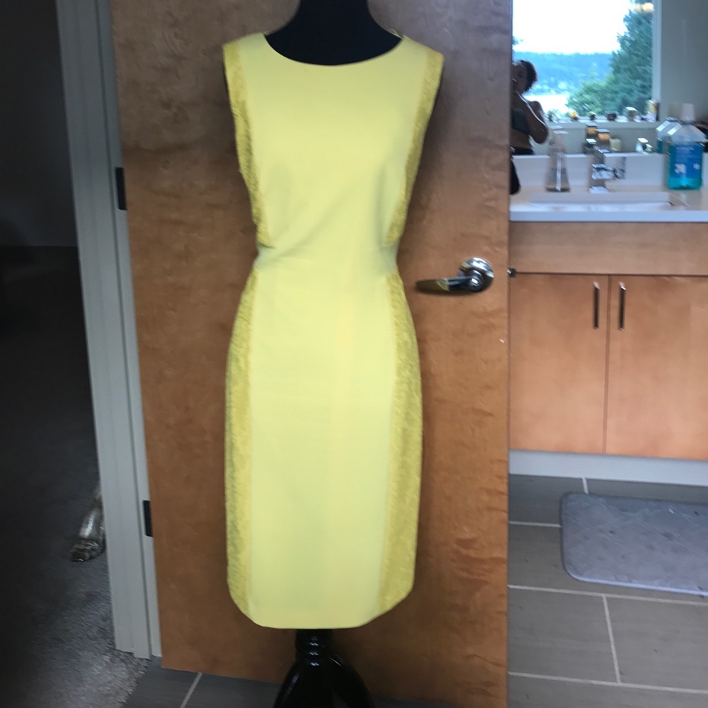 Bright yellow sheath dress
