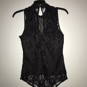Haute monde lace/mesh bodysuit , size M