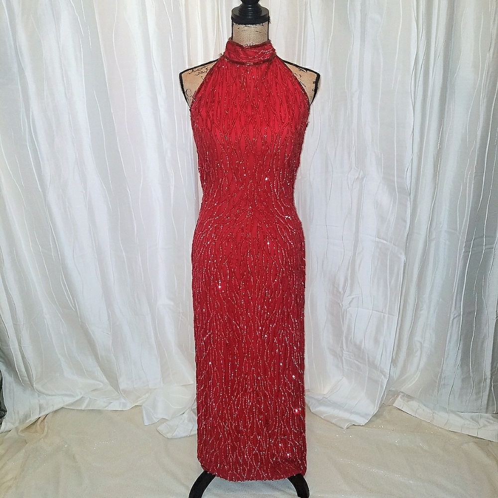 1982 pure Silk, beaded gown, MINT CONDITION