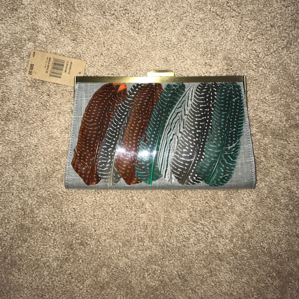 NEW! Rachel by Rachel Roy feather clutch