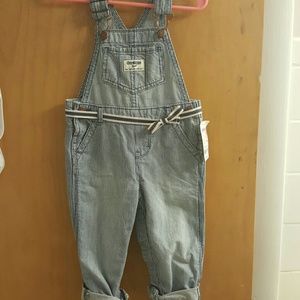 OshKosh girl's bib overall NWT blue & white stripe