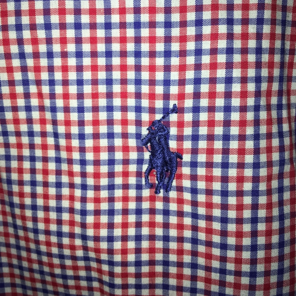 Beautiful Blue and Red checkered Polo button down
