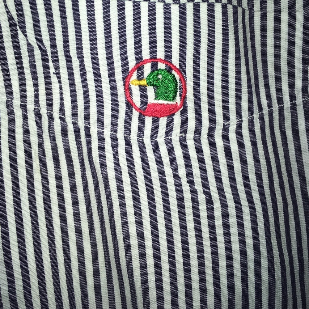 Blue and white striped Buttondown