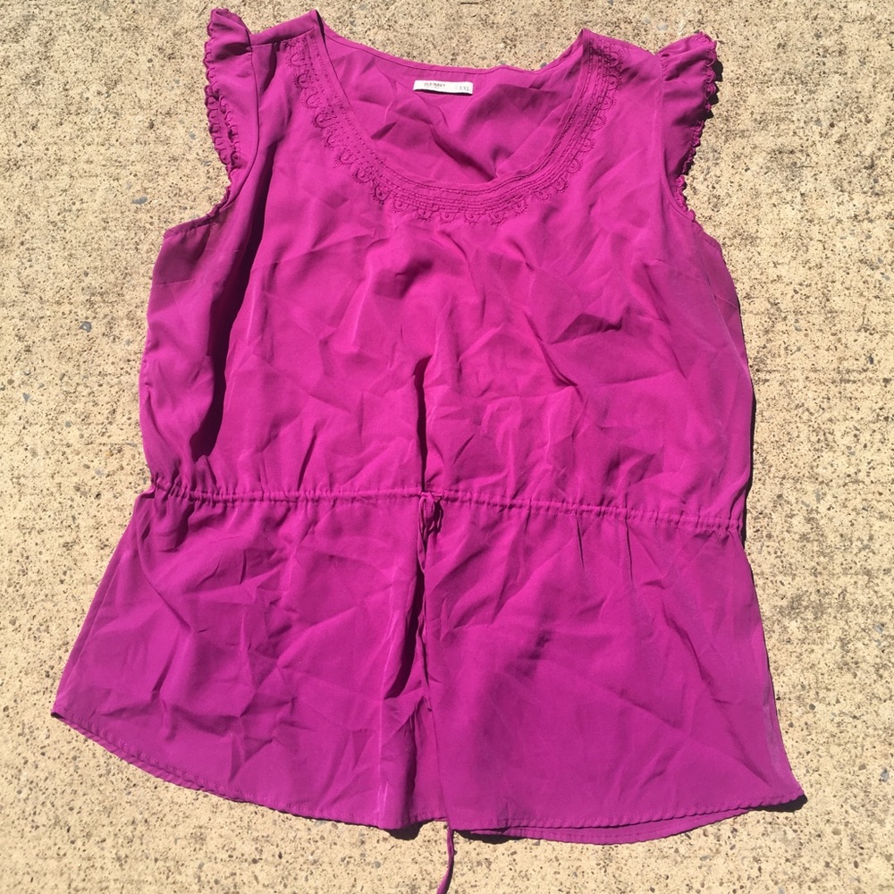 Magenta tie waist Blouse
