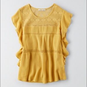 LAST DAY TO BUY. AEO mustard yellow top