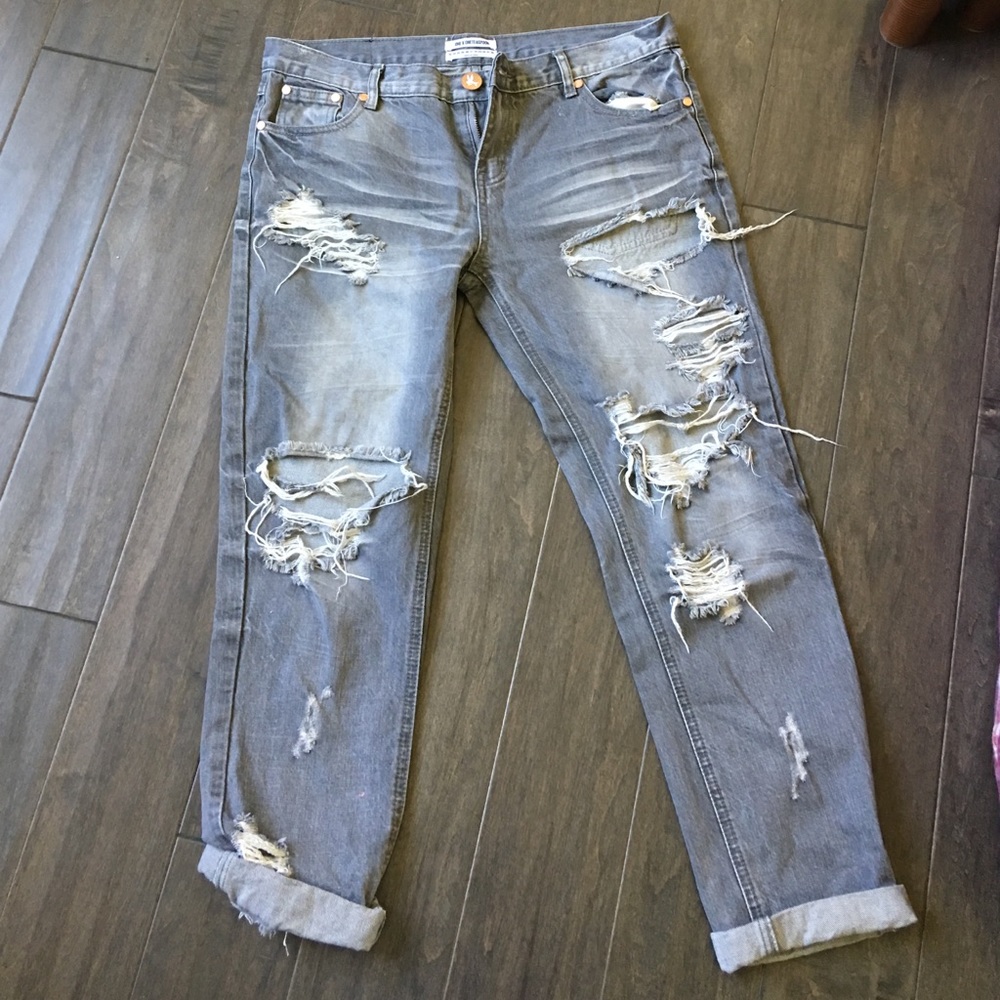ONE TEASPOON AWESOME BAGGIES LIGHT GREY