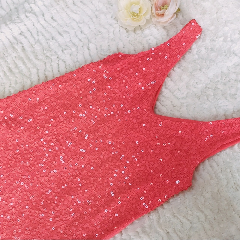 J. Crew Factory Coral Sequin Tank - Picture 2 of 2
