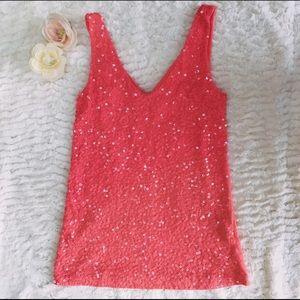 J. Crew Factory Coral Sequin Tank