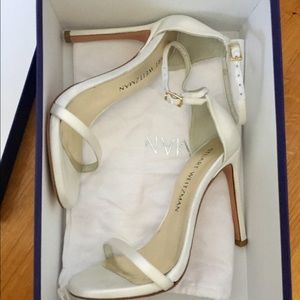 Stuart Weitzman -- The Nudist in White Satin NEW!!