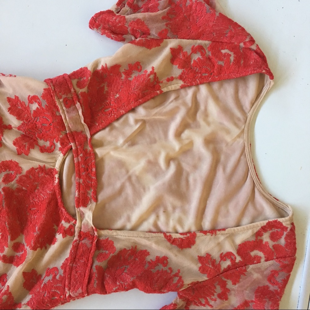Red Floral Lace Dress - Picture 3 of 4