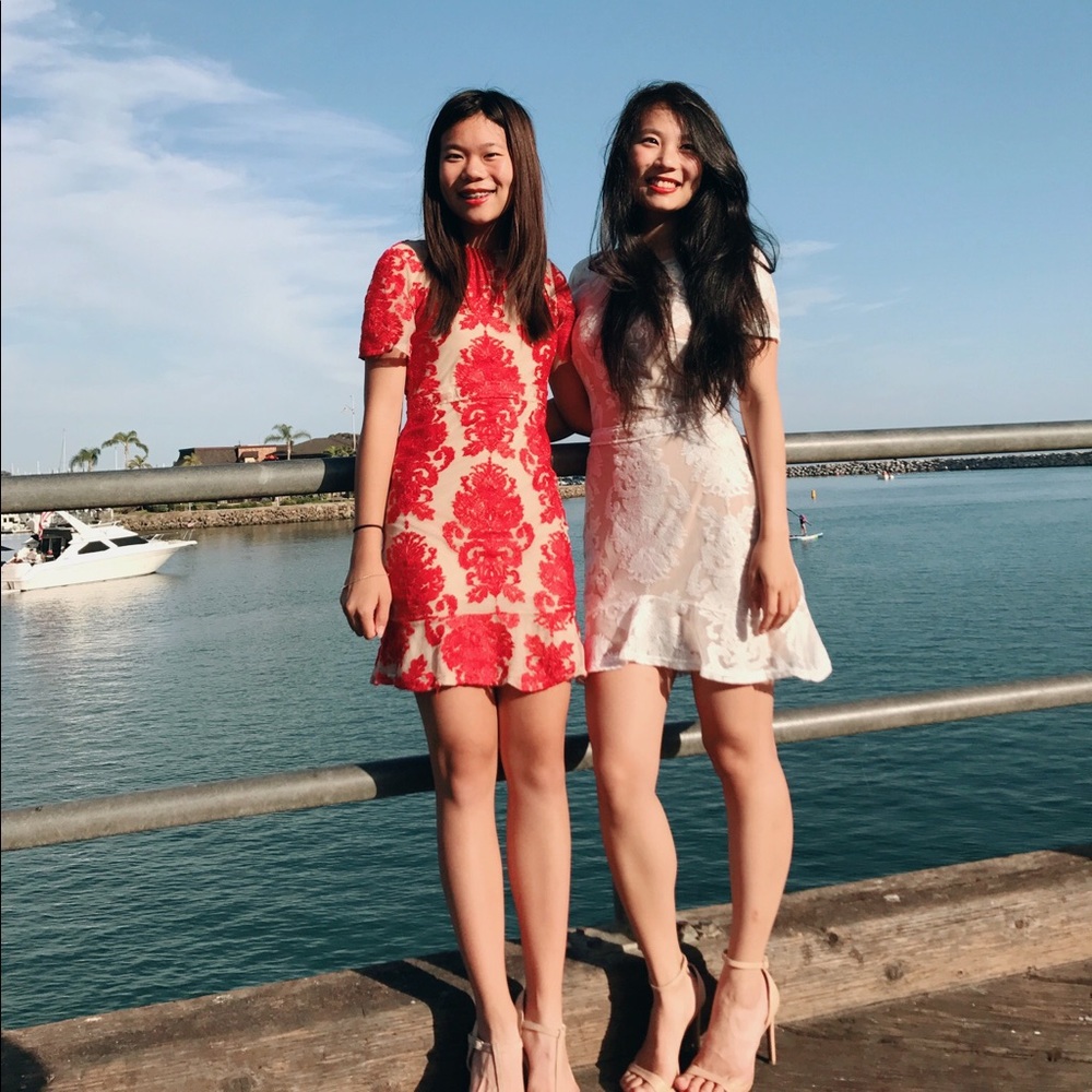 Red Floral Lace Dress - Picture 2 of 4