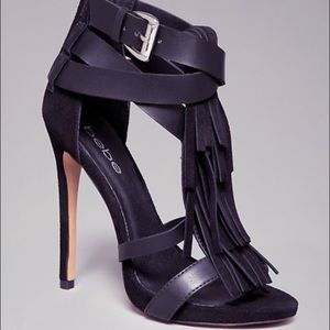 Bebe Isella Suede Fringe Sandals